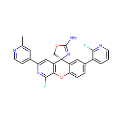 Cc1cc(-c2cc3c(c(F)n2)Oc2ccc(-c4cccnc4F)cc2[C@@]32COC(N)=N2)ccn1 ZINC000299870606