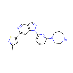 Cc1cc(-c2cc3c(cn2)cnn3-c2cccc(N3CCCNCC3)n2)sn1 ZINC000224869251