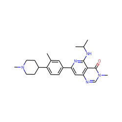 Cc1cc(-c2cc3ncn(C)c(=O)c3c(NC(C)C)n2)ccc1C1CCN(C)CC1 ZINC000115624413