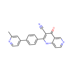 Cc1cc(-c2ccc(-c3[nH]c4ccncc4c(=O)c3C#N)cc2)ccn1 ZINC000073296278