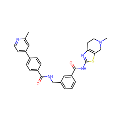 Cc1cc(-c2ccc(C(=O)NCc3cccc(C(=O)Nc4nc5c(s4)CN(C)CC5)c3)cc2)ccn1 ZINC000167969166