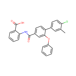 Cc1cc(-c2ccc(C(=O)Nc3ccccc3C(=O)O)cc2Oc2ccccc2)ccc1Cl ZINC000012341151