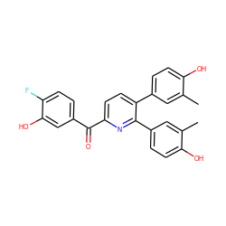 Cc1cc(-c2ccc(C(=O)c3ccc(F)c(O)c3)nc2-c2ccc(O)c(C)c2)ccc1O ZINC001772641214