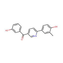 Cc1cc(-c2ccc(C(=O)c3cccc(O)c3)cn2)ccc1O ZINC000082153533