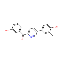 Cc1cc(-c2ccc(C(=O)c3cccc(O)c3)nc2)ccc1O ZINC000082157046