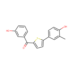 Cc1cc(-c2ccc(C(=O)c3cccc(O)c3)s2)ccc1O ZINC000064426689