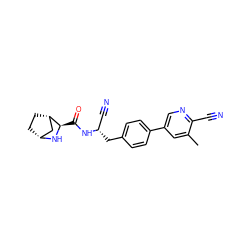 Cc1cc(-c2ccc(C[C@@H](C#N)NC(=O)[C@H]3N[C@@H]4CC[C@H]3C4)cc2)cnc1C#N ZINC000221916184