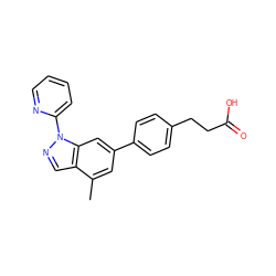 Cc1cc(-c2ccc(CCC(=O)O)cc2)cc2c1cnn2-c1ccccn1 ZINC001772605707