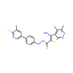 Cc1cc(-c2ccc(CNC(=O)c3sc4nnc(C)c(C)c4c3N)cc2)cnc1F ZINC000221847558