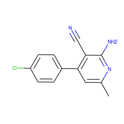 Cc1cc(-c2ccc(Cl)cc2)c(C#N)c(N)n1 ZINC000019730967