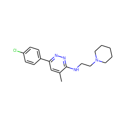 Cc1cc(-c2ccc(Cl)cc2)nnc1NCCN1CCCCC1 ZINC000013794249