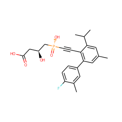 Cc1cc(-c2ccc(F)c(C)c2)c(C#C[P@](=O)(O)C[C@@H](O)CC(=O)O)c(C(C)C)c1 ZINC000026746420