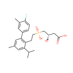 Cc1cc(-c2ccc(F)c(C)c2)c(CC[P@](=O)(O)C[C@@H](O)CC(=O)O)c(C(C)C)c1 ZINC000026746859