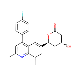 Cc1cc(-c2ccc(F)cc2)c(/C=C/[C@@H]2C[C@@H](O)CC(=O)O2)c(C(C)C)n1 ZINC000003787799