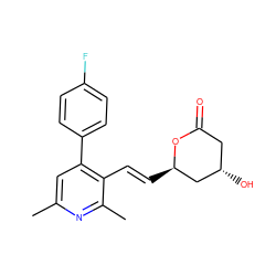 Cc1cc(-c2ccc(F)cc2)c(/C=C/[C@@H]2C[C@@H](O)CC(=O)O2)c(C)n1 ZINC000027655492