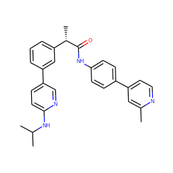 Cc1cc(-c2ccc(NC(=O)[C@@H](C)c3cccc(-c4ccc(NC(C)C)nc4)c3)cc2)ccn1 ZINC000103294184