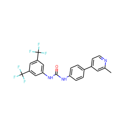 Cc1cc(-c2ccc(NC(=O)Nc3cc(C(F)(F)F)cc(C(F)(F)F)c3)cc2)ccn1 ZINC000103283571