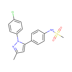 Cc1cc(-c2ccc(NS(C)(=O)=O)cc2)n(-c2ccc(Cl)cc2)n1 ZINC000029405533