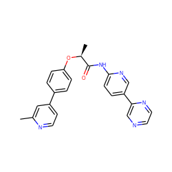 Cc1cc(-c2ccc(O[C@@H](C)C(=O)Nc3ccc(-c4cnccn4)cn3)cc2)ccn1 ZINC000473111551