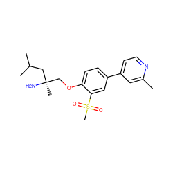 Cc1cc(-c2ccc(OC[C@@](C)(N)CC(C)C)c(S(C)(=O)=O)c2)ccn1 ZINC001772607762