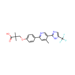 Cc1cc(-c2ccc(OCC(C)(C)C(=O)O)cc2)ncc1-c1ncc(C(F)(F)F)[nH]1 ZINC000150275433