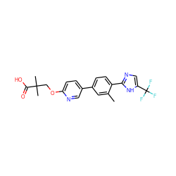 Cc1cc(-c2ccc(OCC(C)(C)C(=O)O)nc2)ccc1-c1ncc(C(F)(F)F)[nH]1 ZINC000218550706