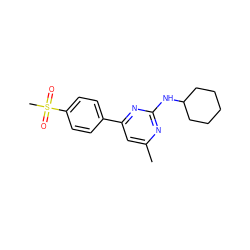 Cc1cc(-c2ccc(S(C)(=O)=O)cc2)nc(NC2CCCCC2)n1 ZINC000042989110