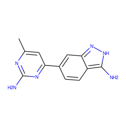 Cc1cc(-c2ccc3c(N)[nH]nc3c2)nc(N)n1 ZINC000071296373