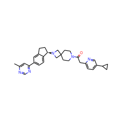 Cc1cc(-c2ccc3c(c2)CC[C@H]3N2CC3(CCN(C(=O)Cc4ccc(C5CC5)cn4)CC3)C2)ncn1 ZINC000118894294