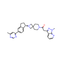 Cc1cc(-c2ccc3c(c2)CC[C@H]3N2CC3(CCN(C(=O)Cc4nn(C)c5ncccc45)CC3)C2)ncn1 ZINC000118905238