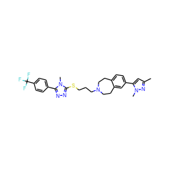 Cc1cc(-c2ccc3c(c2)CCN(CCCSc2nnc(-c4ccc(C(F)(F)F)cc4)n2C)CC3)n(C)n1 ZINC000028712501