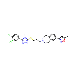 Cc1cc(-c2ccc3c(c2)CCN(CCCSc2nnc(-c4ccc(Cl)c(Cl)c4)n2C)CC3)no1 ZINC000028712475