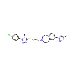 Cc1cc(-c2ccc3c(c2)CCN(CCCSc2nnc(-c4ccc(Cl)cc4)n2C)CC3)no1 ZINC000028712474