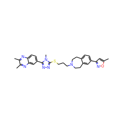 Cc1cc(-c2ccc3c(c2)CCN(CCCSc2nnc(-c4ccc5nc(C)c(C)nc5c4)n2C)CC3)no1 ZINC000028712464