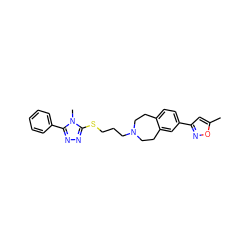 Cc1cc(-c2ccc3c(c2)CCN(CCCSc2nnc(-c4ccccc4)n2C)CC3)no1 ZINC000028712465