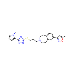 Cc1cc(-c2ccc3c(c2)CCN(CCCSc2nnc(-c4cccn4C)n2C)CC3)no1 ZINC000028712471