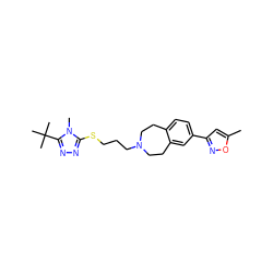 Cc1cc(-c2ccc3c(c2)CCN(CCCSc2nnc(C(C)(C)C)n2C)CC3)no1 ZINC000028712481