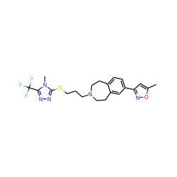 Cc1cc(-c2ccc3c(c2)CCN(CCCSc2nnc(C(F)(F)F)n2C)CC3)no1 ZINC000028712479