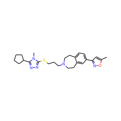 Cc1cc(-c2ccc3c(c2)CCN(CCCSc2nnc(C4CCCC4)n2C)CC3)no1 ZINC000028712492