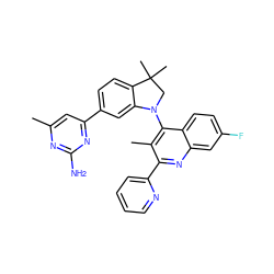 Cc1cc(-c2ccc3c(c2)N(c2c(C)c(-c4ccccn4)nc4cc(F)ccc24)CC3(C)C)nc(N)n1 ZINC000095552362