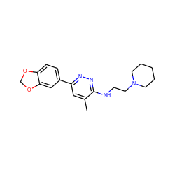 Cc1cc(-c2ccc3c(c2)OCO3)nnc1NCCN1CCCCC1 ZINC000013794252