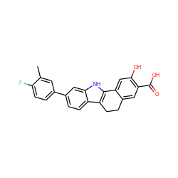 Cc1cc(-c2ccc3c4c([nH]c3c2)-c2cc(O)c(C(=O)O)cc2CC4)ccc1F ZINC000034894063