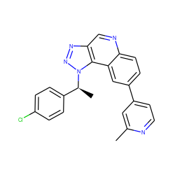 Cc1cc(-c2ccc3ncc4nnn([C@@H](C)c5ccc(Cl)cc5)c4c3c2)ccn1 ZINC001772611667