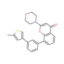 Cc1cc(-c2cccc(-c3cccc4c(=O)cc(N5CCOCC5)oc34)c2)cs1 ZINC000101172205