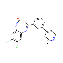 Cc1cc(-c2cccc(C3=Nc4cc(Cl)c(Cl)cc4NC(=O)C3)c2)ccn1 ZINC000101383245