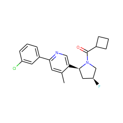 Cc1cc(-c2cccc(Cl)c2)ncc1[C@@H]1C[C@H](F)CN1C(=O)C1CCC1 ZINC000072176198