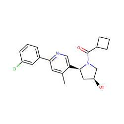 Cc1cc(-c2cccc(Cl)c2)ncc1[C@@H]1C[C@H](O)CN1C(=O)C1CCC1 ZINC000072175629