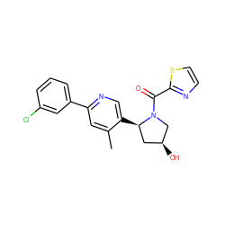 Cc1cc(-c2cccc(Cl)c2)ncc1[C@@H]1C[C@H](O)CN1C(=O)c1nccs1 ZINC000072176834