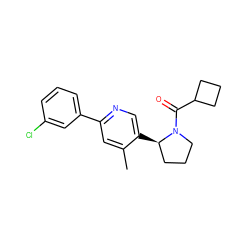 Cc1cc(-c2cccc(Cl)c2)ncc1[C@@H]1CCCN1C(=O)C1CCC1 ZINC000072175958