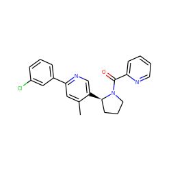 Cc1cc(-c2cccc(Cl)c2)ncc1[C@@H]1CCCN1C(=O)c1ccccn1 ZINC000072177022